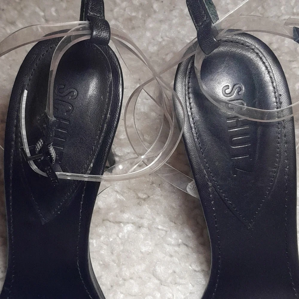 SCHUTZ ELYDA Black  transparent/pvc Bow Heels Size 8 - Picture 9 of 16